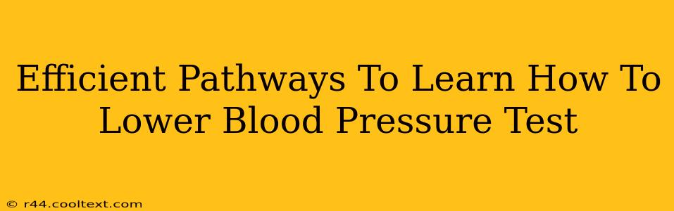 Efficient Pathways To Learn How To Lower Blood Pressure Test