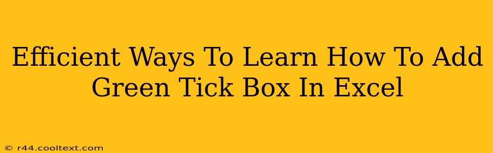 Efficient Ways To Learn How To Add Green Tick Box In Excel