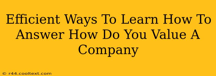 Efficient Ways To Learn How To Answer How Do You Value A Company