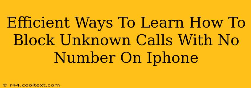 Efficient Ways To Learn How To Block Unknown Calls With No Number On Iphone