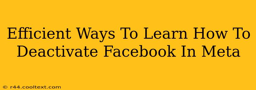 Efficient Ways To Learn How To Deactivate Facebook In Meta