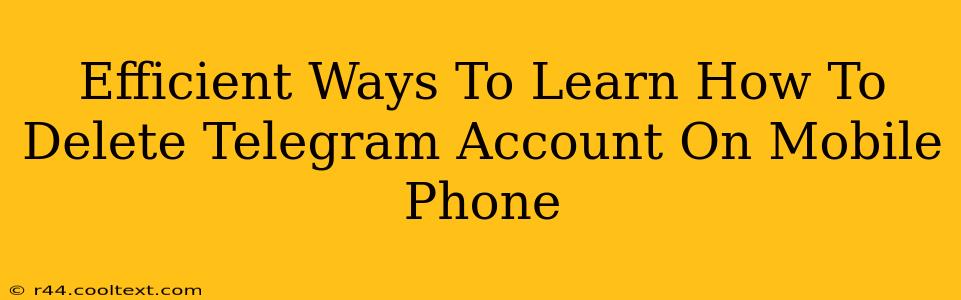 Efficient Ways To Learn How To Delete Telegram Account On Mobile Phone