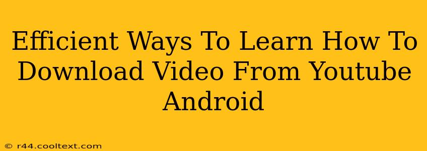 Efficient Ways To Learn How To Download Video From Youtube Android