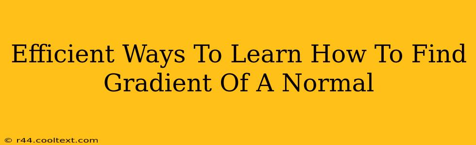 Efficient Ways To Learn How To Find Gradient Of A Normal