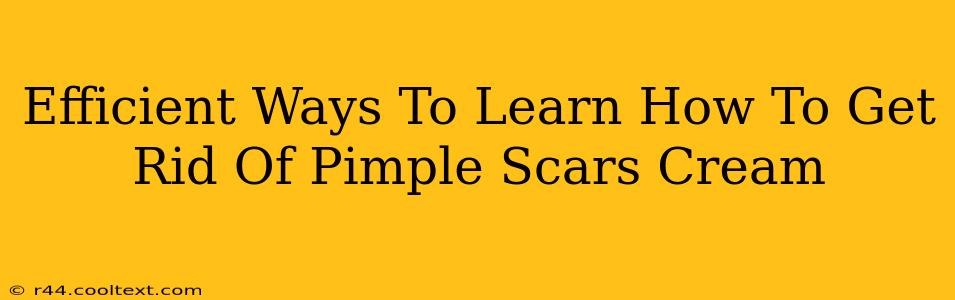 Efficient Ways To Learn How To Get Rid Of Pimple Scars Cream