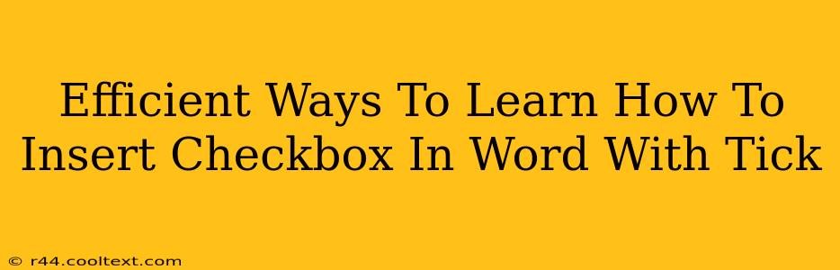 Efficient Ways To Learn How To Insert Checkbox In Word With Tick