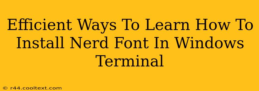 Efficient Ways To Learn How To Install Nerd Font In Windows Terminal