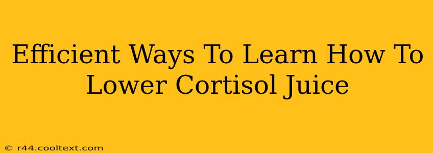 Efficient Ways To Learn How To Lower Cortisol Juice