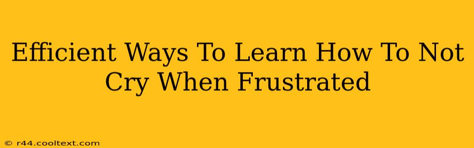 Efficient Ways To Learn How To Not Cry When Frustrated