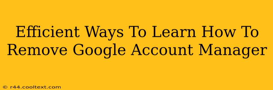 Efficient Ways To Learn How To Remove Google Account Manager