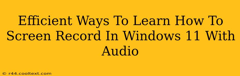 Efficient Ways To Learn How To Screen Record In Windows 11 With Audio