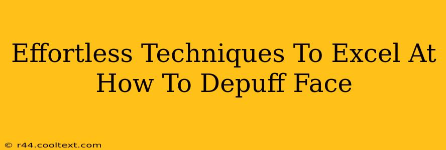 Effortless Techniques To Excel At How To Depuff Face