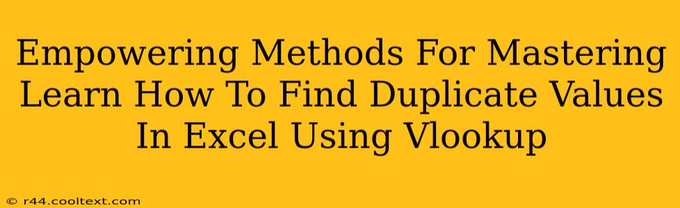 Empowering Methods For Mastering Learn How To Find Duplicate Values In Excel Using Vlookup