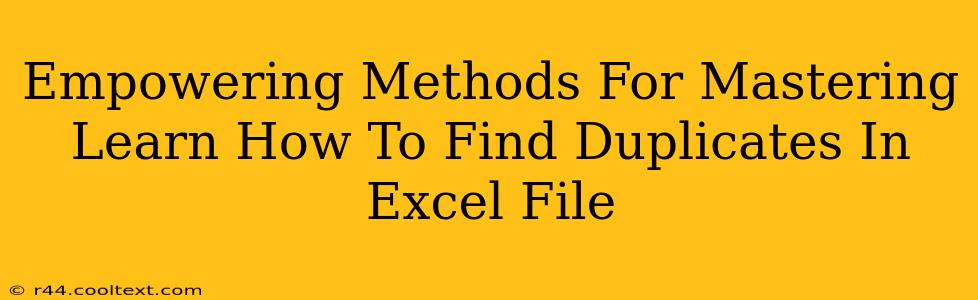 Empowering Methods For Mastering Learn How To Find Duplicates In Excel File