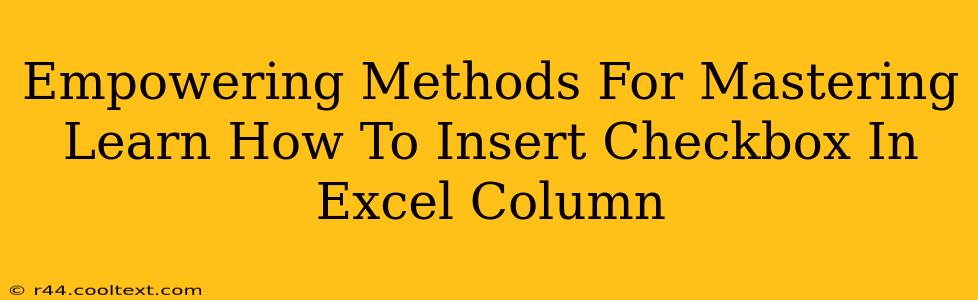 Empowering Methods For Mastering Learn How To Insert Checkbox In Excel Column