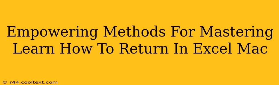 Empowering Methods For Mastering Learn How To Return In Excel Mac