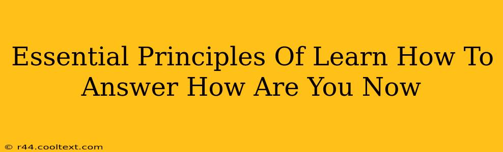 Essential Principles Of Learn How To Answer How Are You Now