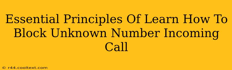 Essential Principles Of Learn How To Block Unknown Number Incoming Call