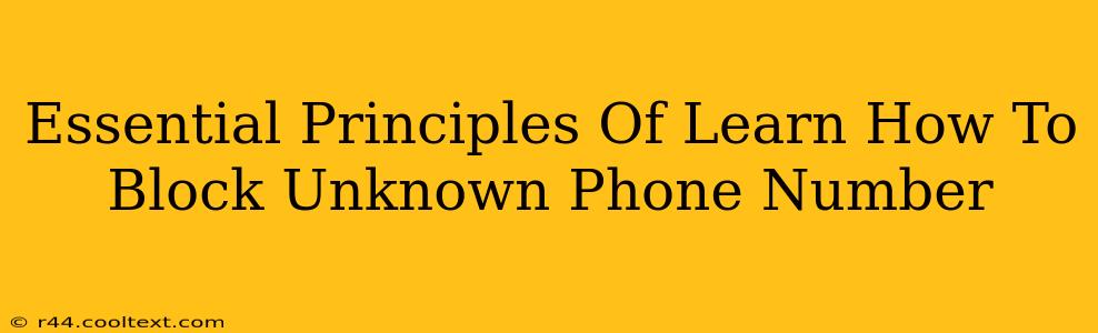 Essential Principles Of Learn How To Block Unknown Phone Number