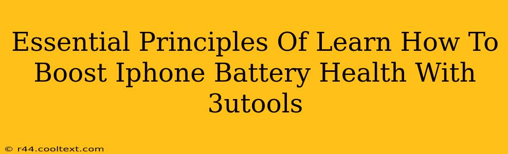 Essential Principles Of Learn How To Boost Iphone Battery Health With 3utools