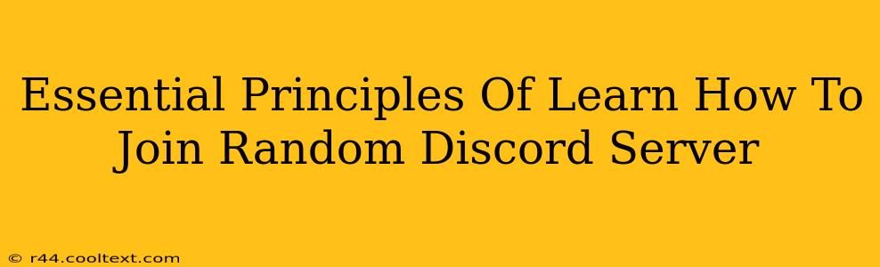 Essential Principles Of Learn How To Join Random Discord Server