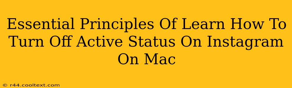 Essential Principles Of Learn How To Turn Off Active Status On Instagram On Mac