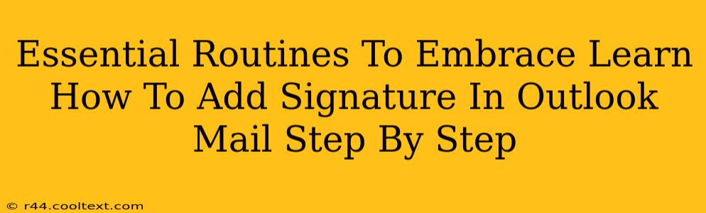 Essential Routines To Embrace Learn How To Add Signature In Outlook Mail Step By Step