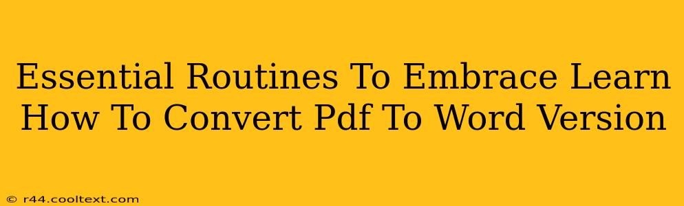 Essential Routines To Embrace Learn How To Convert Pdf To Word Version