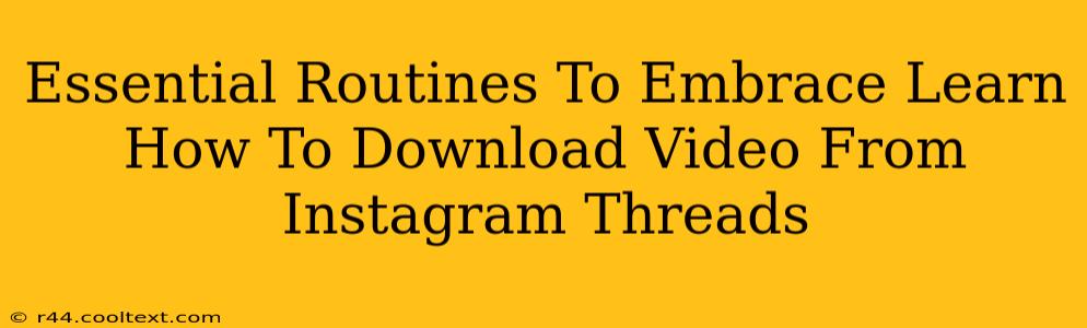 Essential Routines To Embrace Learn How To Download Video From Instagram Threads