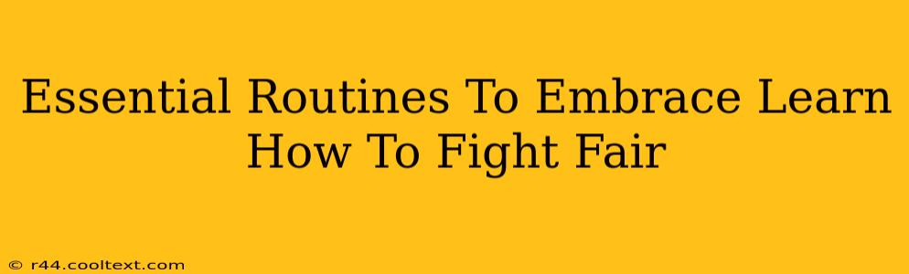 Essential Routines To Embrace Learn How To Fight Fair