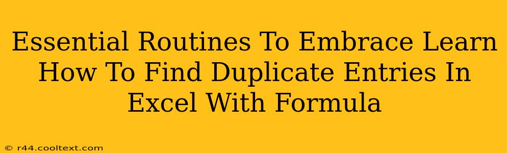 Essential Routines To Embrace Learn How To Find Duplicate Entries In Excel With Formula