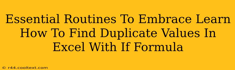 Essential Routines To Embrace Learn How To Find Duplicate Values In Excel With If Formula