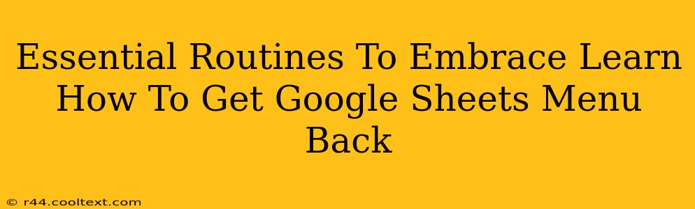 Essential Routines To Embrace Learn How To Get Google Sheets Menu Back