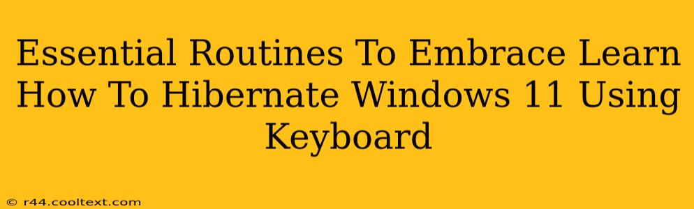 Essential Routines To Embrace Learn How To Hibernate Windows 11 Using Keyboard