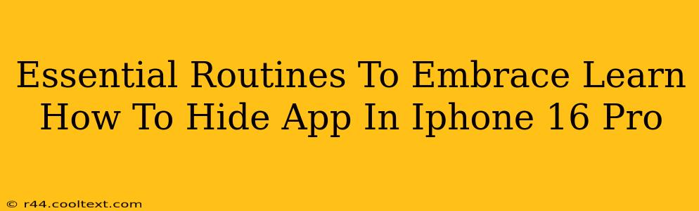 Essential Routines To Embrace Learn How To Hide App In Iphone 16 Pro