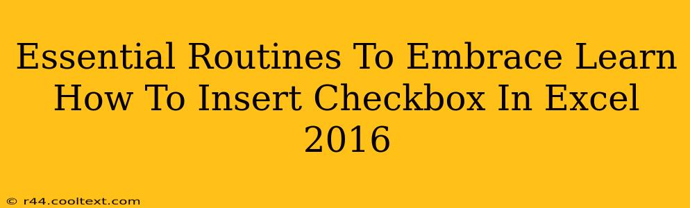 Essential Routines To Embrace Learn How To Insert Checkbox In Excel 2016