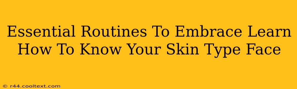 Essential Routines To Embrace Learn How To Know Your Skin Type Face