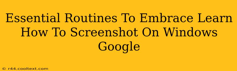 Essential Routines To Embrace Learn How To Screenshot On Windows Google