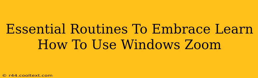 Essential Routines To Embrace Learn How To Use Windows Zoom