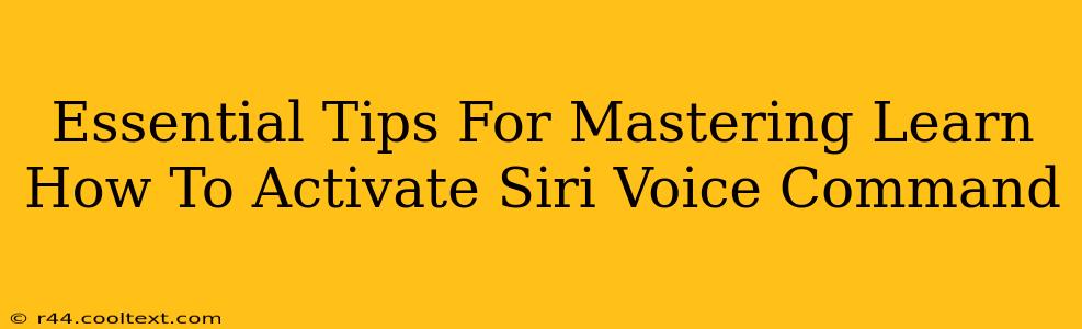 Essential Tips For Mastering Learn How To Activate Siri Voice Command