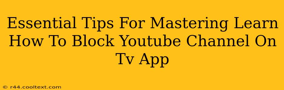 Essential Tips For Mastering Learn How To Block Youtube Channel On Tv App