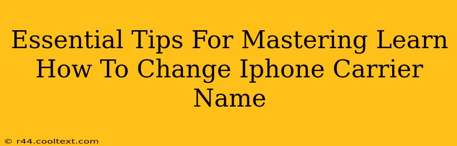 Essential Tips For Mastering Learn How To Change Iphone Carrier Name