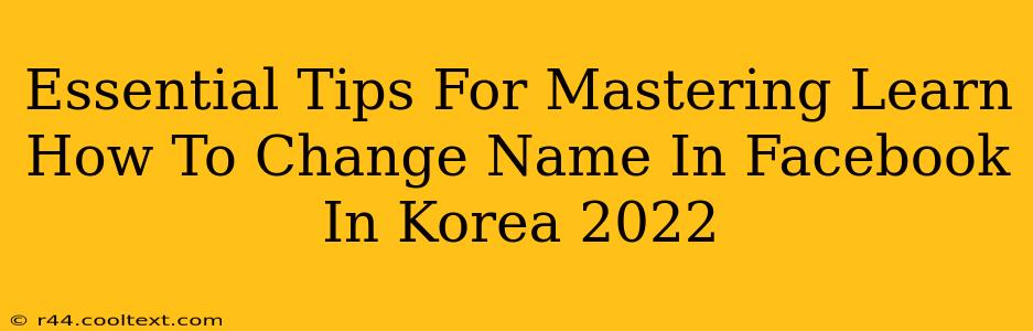 Essential Tips For Mastering Learn How To Change Name In Facebook In Korea 2022