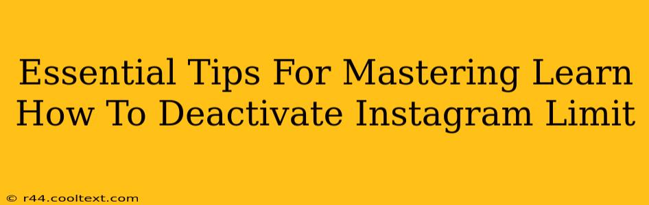 Essential Tips For Mastering Learn How To Deactivate Instagram Limit