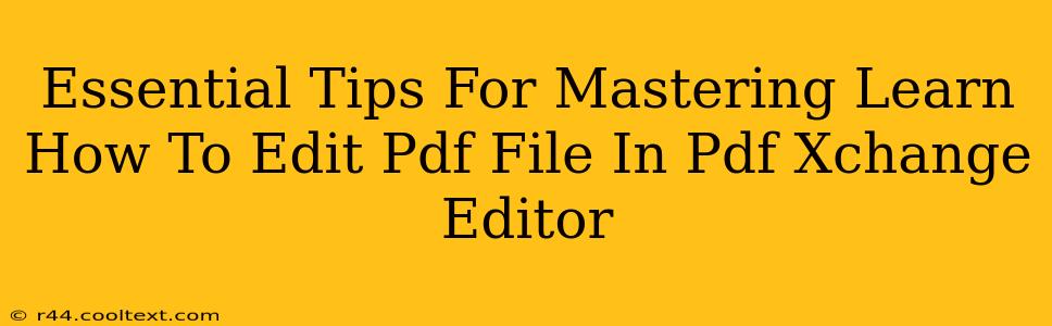 Essential Tips For Mastering Learn How To Edit Pdf File In Pdf Xchange Editor