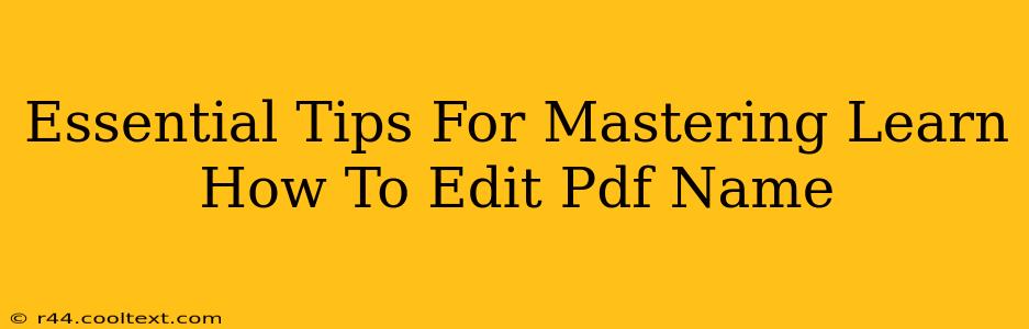 Essential Tips For Mastering Learn How To Edit Pdf Name