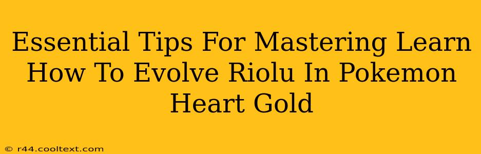 Essential Tips For Mastering Learn How To Evolve Riolu In Pokemon Heart Gold