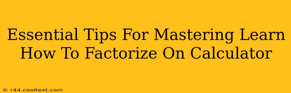 Essential Tips For Mastering Learn How To Factorize On Calculator