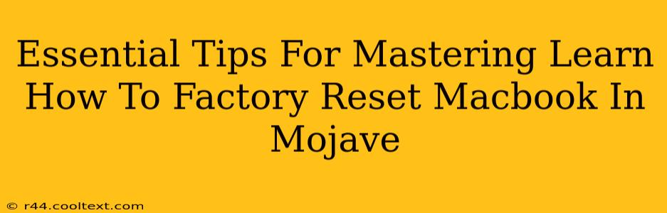 Essential Tips For Mastering Learn How To Factory Reset Macbook In Mojave