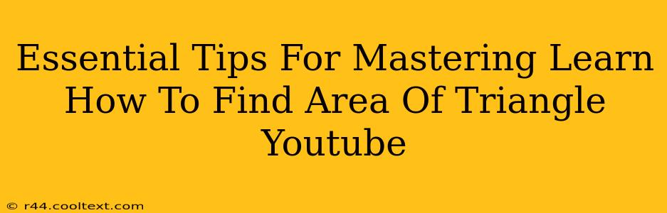 Essential Tips For Mastering Learn How To Find Area Of Triangle Youtube